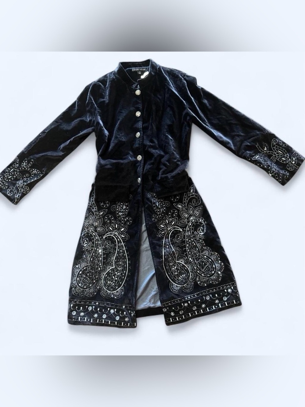 Vintage Black Embroidered Sequin jacket with Metallic Accents